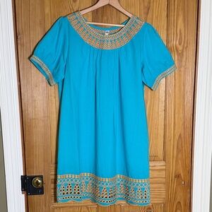 Uncle Frank by Anthropology Turquoise Boho Dress ~ L